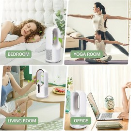 Desk Fan, Quiet Bladeless Fan USB Desktop Rechargeable Fan, Small Portable Table Fan With 3 Cooling Speeds, Touch Control Personal Fan For Bedroom, Office, Home, Outdoor
