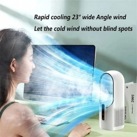 Desk Fan, Quiet Bladeless Fan USB Desktop Rechargeable Fan, Small Portable Table Fan With 3 Cooling Speeds, Touch Control Personal Fan For Bedroom, Office, Home, Outdoor
