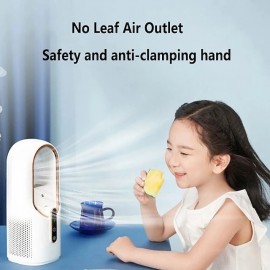 Desk Fan, Quiet Bladeless Fan USB Desktop Rechargeable Fan, Small Portable Table Fan With 3 Cooling Speeds, Touch Control Personal Fan For Bedroom, Office, Home, Outdoor
