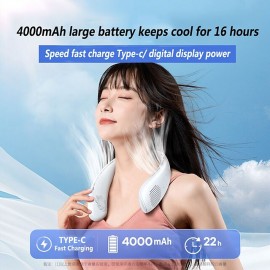 Portable Hanging Neck Fan Wearable USB Rechargeable LED Display For Traveling Outdoor Sports Fans
