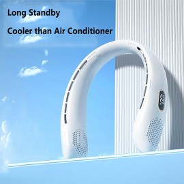 Portable Hanging Neck Fan Wearable USB Rechargeable LED Display For Traveling Outdoor Sports Fans
