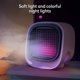 Portable Air Conditioner Cooling Fan Moisturizing & Hydrating Misting Fan Indoor Air Cooler 3 Air Speeds And 7 LED Lights 300ml Water Tank Capacity 3-in-1 Upgraded Personal Air Conditioner For Ro
