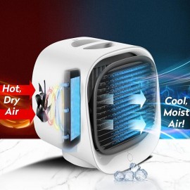 Portable Air Conditioner Cooling Fan Moisturizing & Hydrating Misting Fan Indoor Air Cooler 3 Air Speeds And 7 LED Lights 300ml Water Tank Capacity 3-in-1 Upgraded Personal Air Conditioner For Ro
