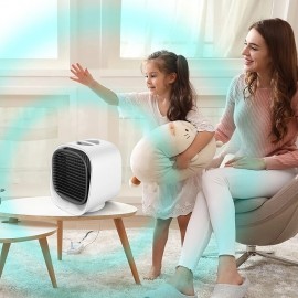 Portable Air Conditioner Cooling Fan Moisturizing & Hydrating Misting Fan Indoor Air Cooler 3 Air Speeds And 7 LED Lights 300ml Water Tank Capacity 3-in-1 Upgraded Personal Air Conditioner For Ro
