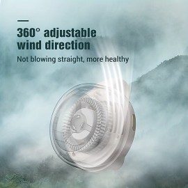 1pc Usb Halter Neck Fan Portable Mute Mini Bladeless Electric Fan Adjustable 3-speed Hanging Waist Fan Rotating Body Fan For Outdoor Working Camping Hiking
