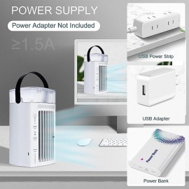 Portable Air Conditioner Fan 4 in1 Desktop Cooling Fan with 4 Wind Speed & 2 Spray Modes 7 Colors LED Light & 2-8H Timer 700ml Large Watertank High-Efficiency Cooling Fan for Room Office Bedroom

