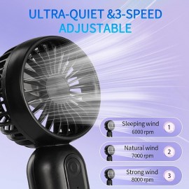 Portable Handheld Mini Fans, USB Rechargeable Personal Fan, Battery Operated Small Hand Held Fan with 3 Speeds for Travel/camping/Outdoor/Home/Office
