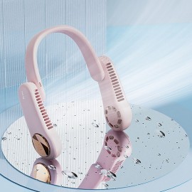 Portable 2400mAh Hanging Neck Fan Foldable Summer Air Cooling USB Rechargeable Bladeless Mute Neckband Fans Outdoor
