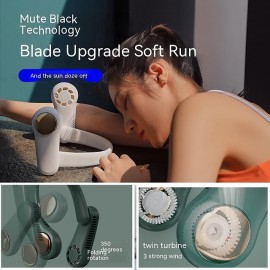 Portable 2400mAh Hanging Neck Fan Foldable Summer Air Cooling USB Rechargeable Bladeless Mute Neckband Fans Outdoor
