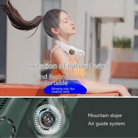 Portable 2400mAh Hanging Neck Fan Foldable Summer Air Cooling USB Rechargeable Bladeless Mute Neckband Fans Outdoor
