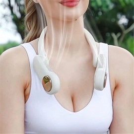 Portable 2400mAh Hanging Neck Fan Foldable Summer Air Cooling USB Rechargeable Bladeless Mute Neckband Fans Outdoor
