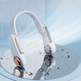Portable 2400mAh Hanging Neck Fan Foldable Summer Air Cooling USB Rechargeable Bladeless Mute Neckband Fans Outdoor
