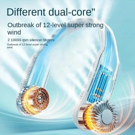 Neck Fan 360Cooling Airflow USB Rechargeable Bladeless Portable Neck Fan With 3 Speeds Adjustment Personal Fan For Outdoor Travel
