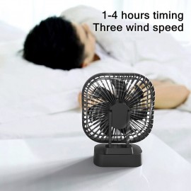 Desktop Cooling Fan, 90 Degree Folding Fan 5000mAh Battery USB Rechargeable, Timing Home Air Circulators Magnet Absorption, Silent 3-speed Strong Wind
