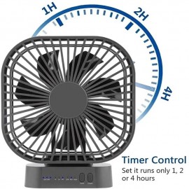Desktop Cooling Fan, 90 Degree Folding Fan 5000mAh Battery USB Rechargeable, Timing Home Air Circulators Magnet Absorption, Silent 3-speed Strong Wind
