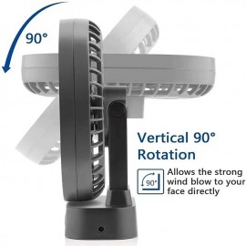 Desktop Cooling Fan, 90 Degree Folding Fan 5000mAh Battery USB Rechargeable, Timing Home Air Circulators Magnet Absorption, Silent 3-speed Strong Wind
