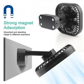 Desktop Cooling Fan, 90 Degree Folding Fan 5000mAh Battery USB Rechargeable, Timing Home Air Circulators Magnet Absorption, Silent 3-speed Strong Wind
