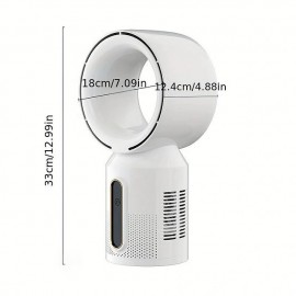 3000mAh Bladeless Tower Fan Floor Standing Fans 5-Speed Adjustable Desk Summer Cooling Fan Table Fans USB Rechargeable For Baby Mute Fan Cooler Air Conditioner
