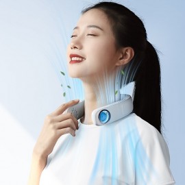 New Semiconductor Hanging Neck Fan Portable Lazy Cooling Fan USB Sports Outdoor Hanging Neck Fan Built-in 4000mAh Battery Wearable Cooling Fan Surrounding Top And Bottom Vents Hidden Fan Leaves N

