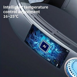 New Semiconductor Hanging Neck Fan Portable Lazy Cooling Fan USB Sports Outdoor Hanging Neck Fan Built-in 4000mAh Battery Wearable Cooling Fan Surrounding Top And Bottom Vents Hidden Fan Leaves N
