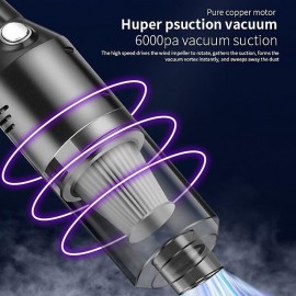 Wireless Car Vacuum Cleaner Wireless 6000Pa Handheld Mini Vaccum Cleaner for Car Home Desktop Cleaning Low Noise Cordless Portable Vacuum Cleaner
