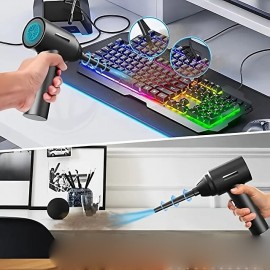 3 In 1 Compressed Air Duster 60000RPM Cordless Dust Blower 6000mAh Rechargeable 15000PA Vacuum Cleaner Electric Air Pump Portable For Computer Keyboard Sofa Home Car
