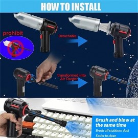 4-in-1 New Cordless Car Vacuum Cleaner Blowing and Sucking Multifunctional Strong Suction Mini Wireless Car Vacuum Cleaner Handheld Air Duster Wet Dry Use for Home Office Car Cleaning Pet Hair Cleanin
