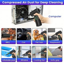 Compressed Air Duster 50000 RPM Keyboard Cleaner For Office 2 Adjustable Speed Electric Air Dusters Good Replacement For Compressed Air Can 6000 MAh Rechargeable Electric Duster For Deep Cleaning
