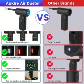 Compressed Air Duster 50000 RPM Keyboard Cleaner For Office 2 Adjustable Speed Electric Air Dusters Good Replacement For Compressed Air Can 6000 MAh Rechargeable Electric Duster For Deep Cleaning
