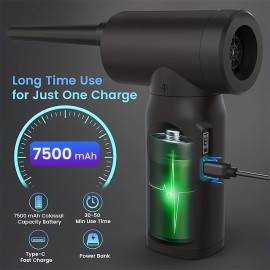 Compressed Air Duster 50000 RPM Keyboard Cleaner For Office 2 Adjustable Speed Electric Air Dusters Good Replacement For Compressed Air Can 6000 MAh Rechargeable Electric Duster For Deep Cleaning
