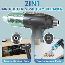 3 In 1 Cordless Vacuum Cleaner Compressed Air Duster Wireless Dust Blower Electric Air Pump Portable Rechargeable Air Cleaner Vacum For Computer Keyboard Sofa Car Home Office
