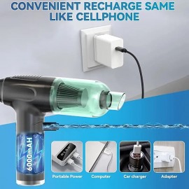 3 In 1 Cordless Vacuum Cleaner Compressed Air Duster Wireless Dust Blower Electric Air Pump Portable Rechargeable Air Cleaner Vacum For Computer Keyboard Sofa Car Home Office
