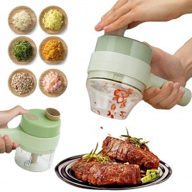 4 in 1 Portable Electric Vegetable Cutter Set,Gatling Vegetable Chopper Mini Wireless Food Processor,Garlic Chili Onion Celery Ginger Meat Garlic Chopper with Brush
