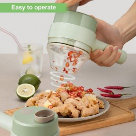 4 in 1 Portable Electric Vegetable Cutter Set,Gatling Vegetable Chopper Mini Wireless Food Processor,Garlic Chili Onion Celery Ginger Meat Garlic Chopper with Brush
