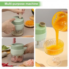 4 in 1 Portable Electric Vegetable Cutter Set,Gatling Vegetable Chopper Mini Wireless Food Processor,Garlic Chili Onion Celery Ginger Meat Garlic Chopper with Brush
