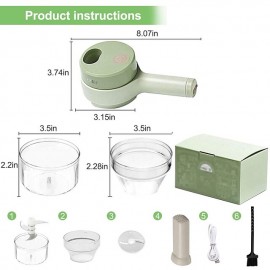 4 in 1 Portable Electric Vegetable Cutter Set,Gatling Vegetable Chopper Mini Wireless Food Processor,Garlic Chili Onion Celery Ginger Meat Garlic Chopper with Brush
