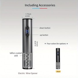 Electric Wine Bottle Opener Set with Foil Cutter Aerator and Vacuum Preserver - Effortlessly Open and Preserve Your Favorite Wines
