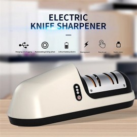 1pc Electric Knife Sharpener Stainless Steel Three-speed Power Adjustment USB Charging Knife Sharpener Kitchen Accessories
