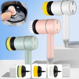 Electric Spin Scrubber Electric Cleaning Brush Cordless Power Scrubber with 2 Replaceable Brush Heads Handheld Kitchenware Brush Spinning Scrub Brush For Home Kitchen Pots Dishes
