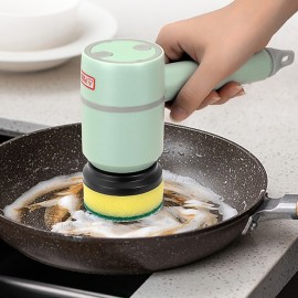 Electric Spin Scrubber Electric Cleaning Brush Cordless Power Scrubber with 2 Replaceable Brush Heads Handheld Kitchenware Brush Spinning Scrub Brush For Home Kitchen Pots Dishes
