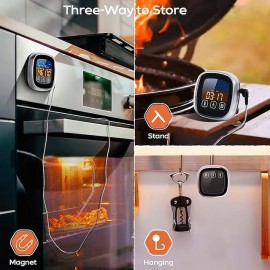 Meat Thermometer Digital Meat Thermometer With Large Touchscreen LCD With Long Probe Kitchen Timer Grill Thermometer Cooking Food Meat Thermometer Instant Read For Smoker Kitchen BBQ Oven
