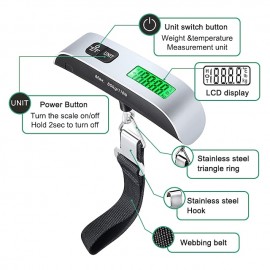 Portable LCD Digital Luggage Weight Scales Hanging Suitcase Baggage Travel Scale with Belt for Electronic Weight Tool 50kg/110lb
