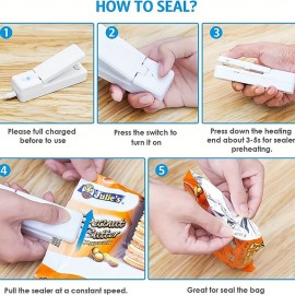 1pc Mini Bag Sealer, USB Rechargeable Portable Sealing Machine, Handheld Heat Vacuum Sealers For Plastic Bags, Kitchen Tools
